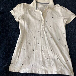 White Nautica Polo with Anchors
